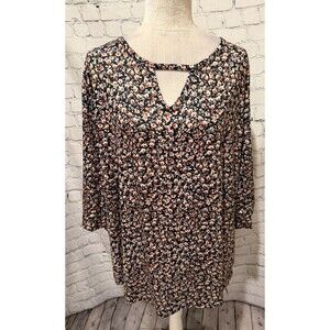 NWT Rapbin Black floral top With with Small Orange flowers Plus Size 3X